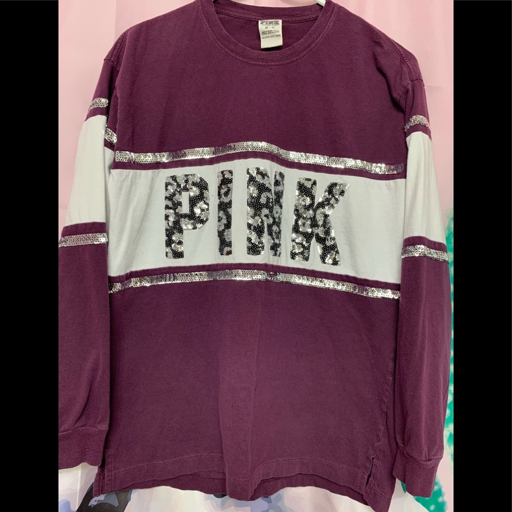 Burgundy and sequined long sleeve shirt